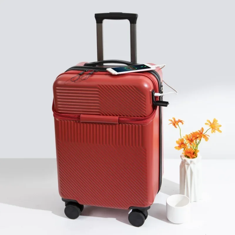 20/22 Boarding Box Travel Suitcase New Front Opening Trolley Case Large Capacity Trunk Multifunctional Student Rolling Luggage