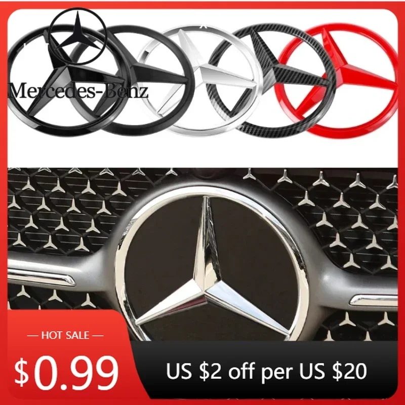 

Car Sticker 18.8/21CM Car Front Grille Large Badge Decal for Mercedes Benz AMG GLA GLB GLS C E GLE GLB A class Cover Decoration
