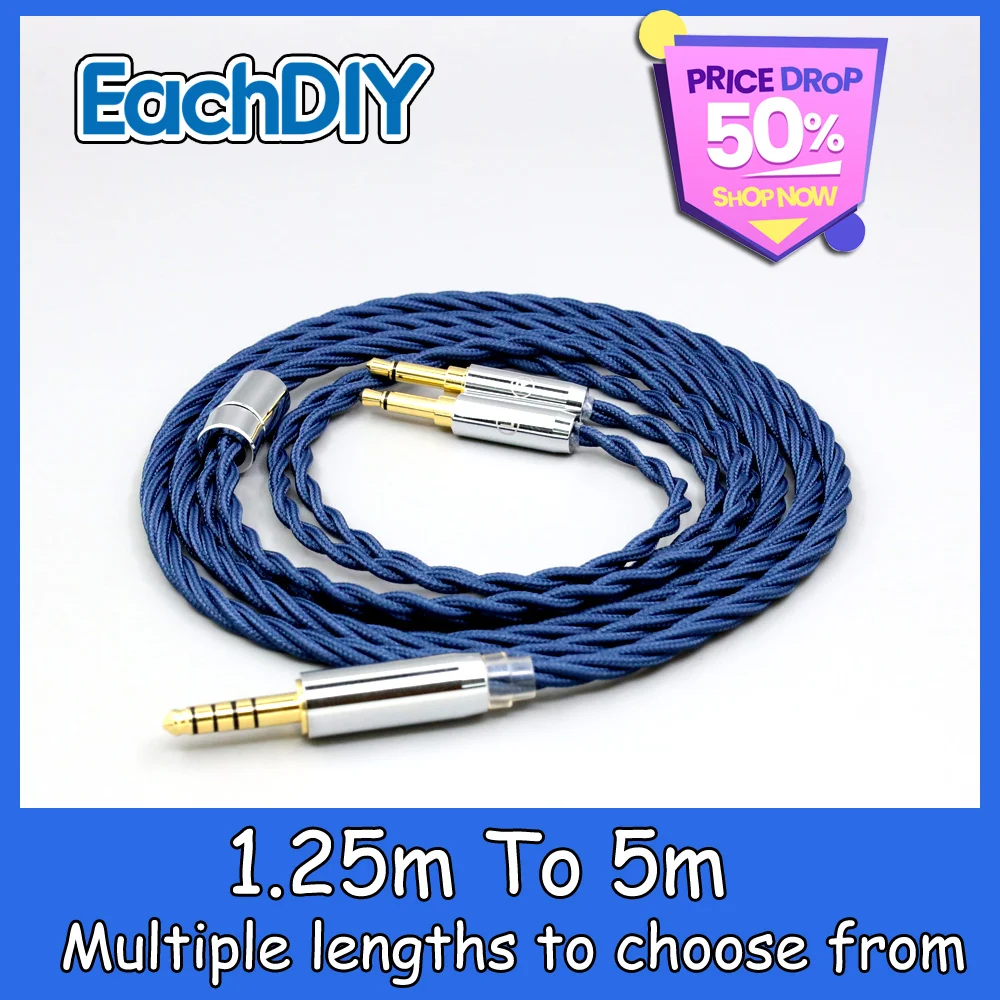 

99% Pure Silver OCC Graphene Full Sleeved Earphone Cable For Beyerdynamic T1 T5P II AMIRON HOME HarmonicDyne Zeus LN008592