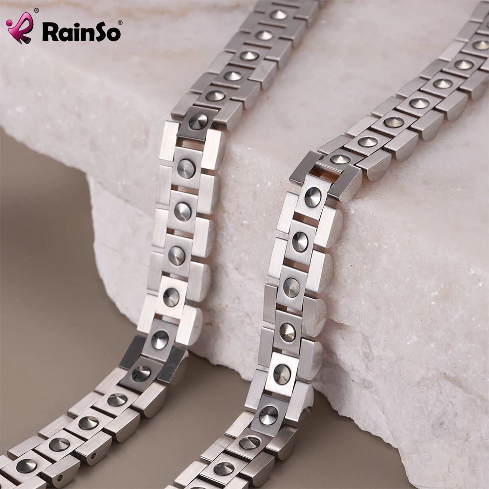 RainSo 99.99% Pure Germanium Bracelet For Women&Men Korea Popular Stainless Steel Healing Magnetic Couple Bracelet Gifts