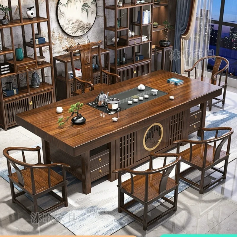 CX new Chinese large board tea table and chair combination one table and five chairs living room home office tea table