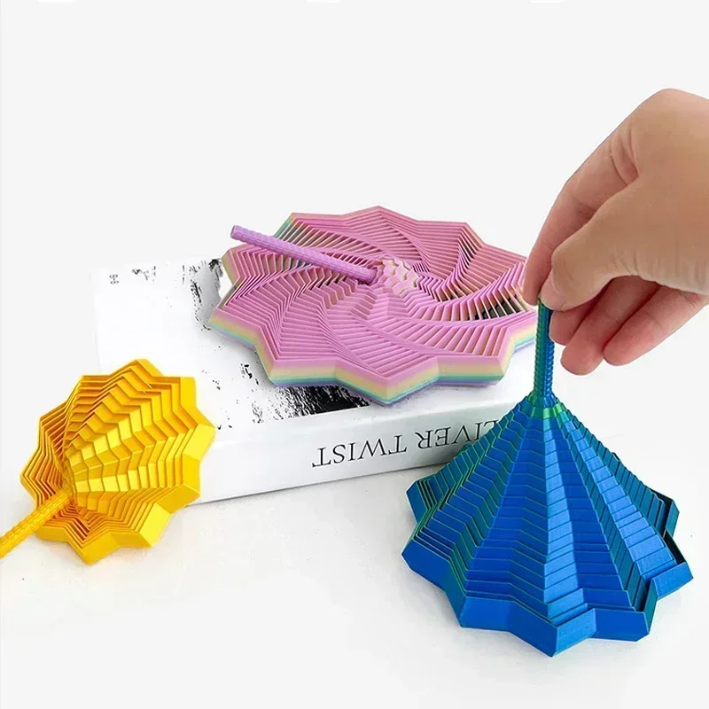 3D-Gedrucktes Erweitertes Sensorisches Fidget-Stern-Modell Visuelle Illusion Sechseckige Wirbelnde Spiral-Ornamente Stressabbau-Brettspiel-Spielzeug – Detail 12