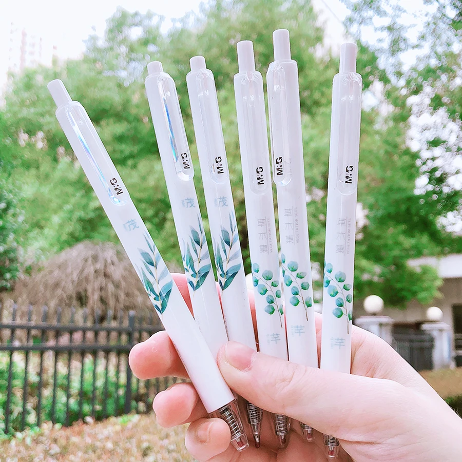 Kawaii Cartoon Plants blue Ink Gel Pen School Office Supplies student Stationery Gift Students Cute pens pretty aesthetic