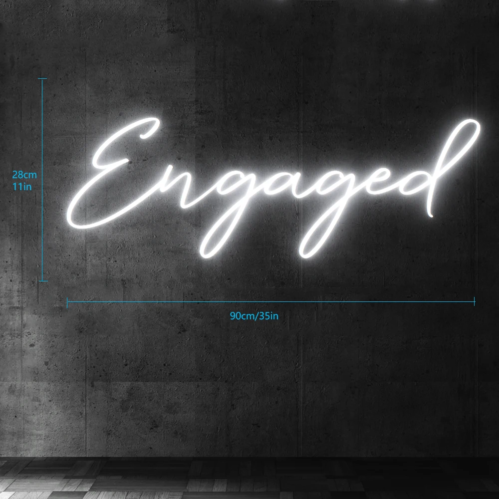 Big 90CM Engaged Neon Signs Wedding Engagement Decor Sign Party Favor LED Neon Light Signage Home Decor Gift Yard Garden Wall