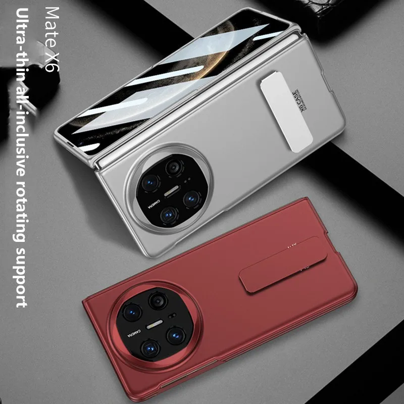 

Вращающийся чехол с прямым кронштейном для Huawei Mate X6 MATEX6 5G, приятный для кожи, матовый складной защитный чехол с закаленной пленкой