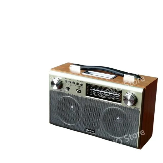 European and American stereo radio Bluetooth speaker card U disk audio charging dual speaker wooden box FM medium wave