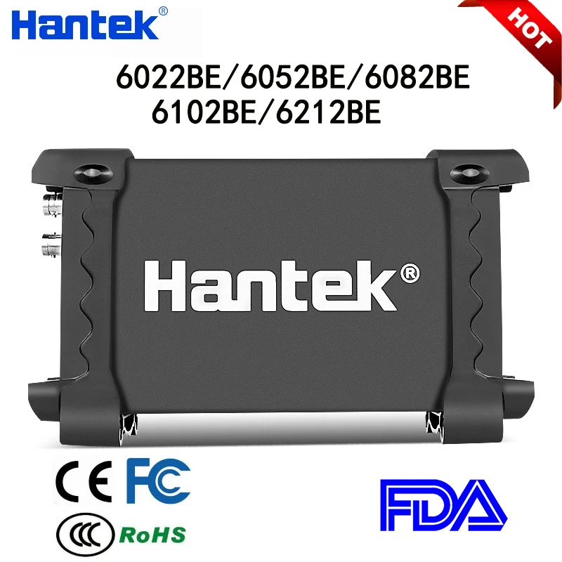 Hantek 6052BE 6022BE 6082BE 6102BE 6212BE 2CH USB Virtual Oscilloscope 20MHZ-200MHZ FFT Spectrum Analysis Secondary Development