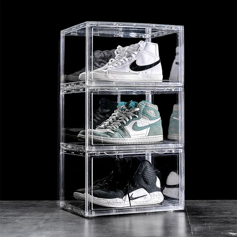 

6-sided Fully Transparent Shoe Box Acrylic Aj Basketball Shoe Storage Box Plastic Anti-oxidation Dustproof Collection Shoe Wall