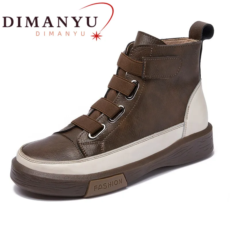 DIMANYU Ladies Sneakers Shoes Flat Fur Women Boots Winter Genuine Leather 2021 Latest Trend Spring Ankle Boots For Women