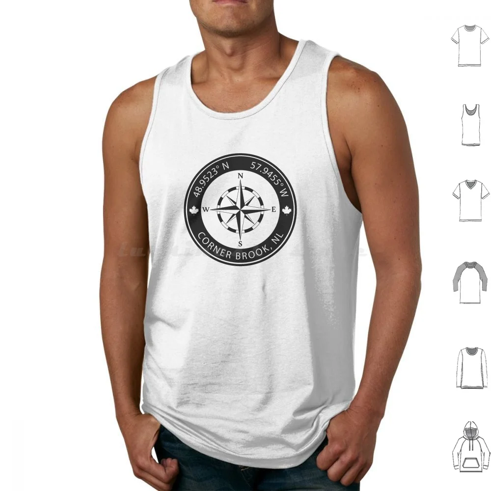 Corner Brook , Newfoundland And Labrador Geographical Coordinates Tank Tops Print Cotton Corner Brook Newfoundland