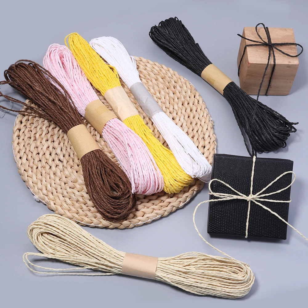 Ca. 30 m bunte Raffia-Gras-Schnur, geflochtenes Seil, Doppelstrang, DIY-Schmuckherstellung, Geschenkverpackung, Blumenkunst, Dekorationszubehör – Detail 4