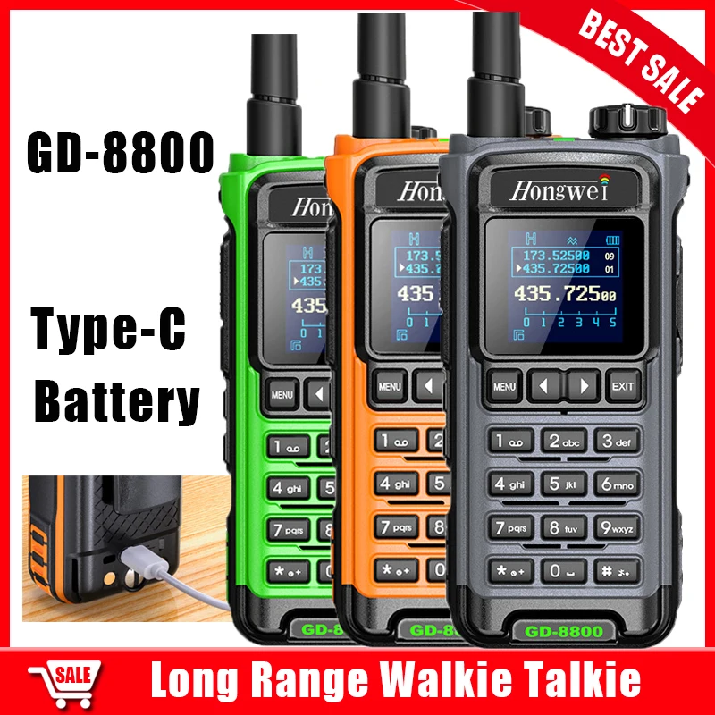 

Walkie Talkie GD-8800 Type-C Charge Long Range Dual Band Section Outdoor Wireless high-power walkie talkie fleet hotel KTV