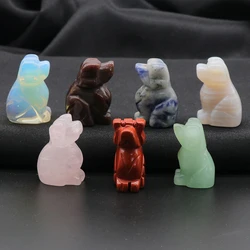 1pc Natural Stone Carved Dog Rose Quartz Crystal Agate Spirit Mineral Gem Crafts Home Decoration Decoration Decoration Gifts