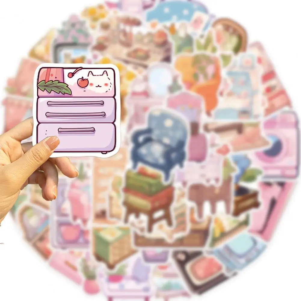 Scrapbooking Stickers Waterproof Pvc Stickers Waterproof Cartoon Sticker Set 50pcs Fade-resistant Decorative Stickers for Water