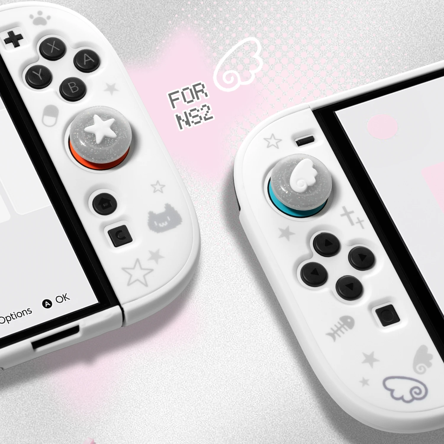 

Suitable For Ns2 Switch Oled Thumb Grips Silicone Joystick Caps Enhanced Controller Case Cartoon Joystick Caps Accessories