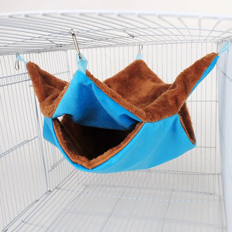 Pet Double-layer Plush Hammock Warm Hamster Hanging Bed Ferret Hanging Bed for Cat Rodents Hammock Pets Supplies 햄스터케이지