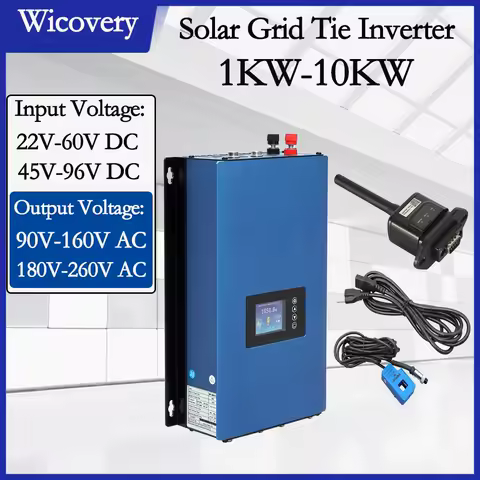 10KW 5KW 1KW Grid Tie Inverter With Limiter Pure Sine Wave On Grid Inverter DC45-96V or 22-60V to AC230V WIFI optional 230V 240V