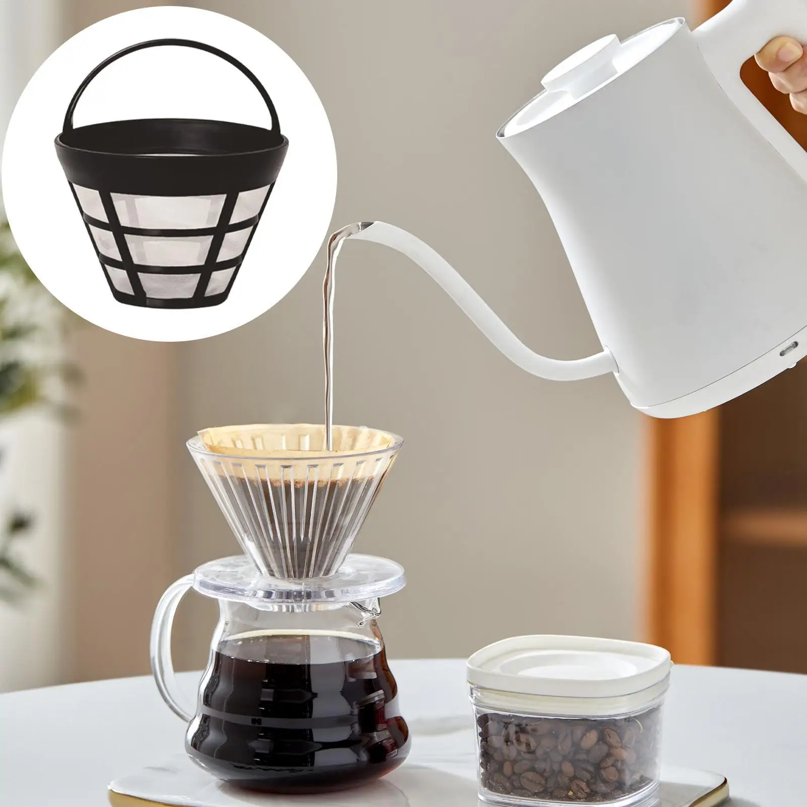 Coffee Machine Strainer Mesh Brewer Tool Coffee Filter Coffee Maker Accessories Refillable Basket Cup Style Kitchen Gadget