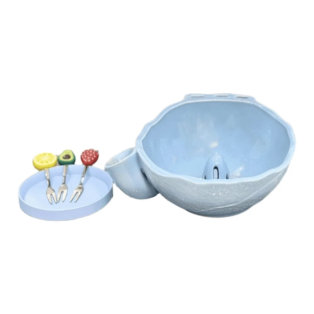 Large Capacity Berry Washing Bowl Drainage Holes with Fruit Forks Self-Spinning Berry Bowl Easy Clean Multi-functional