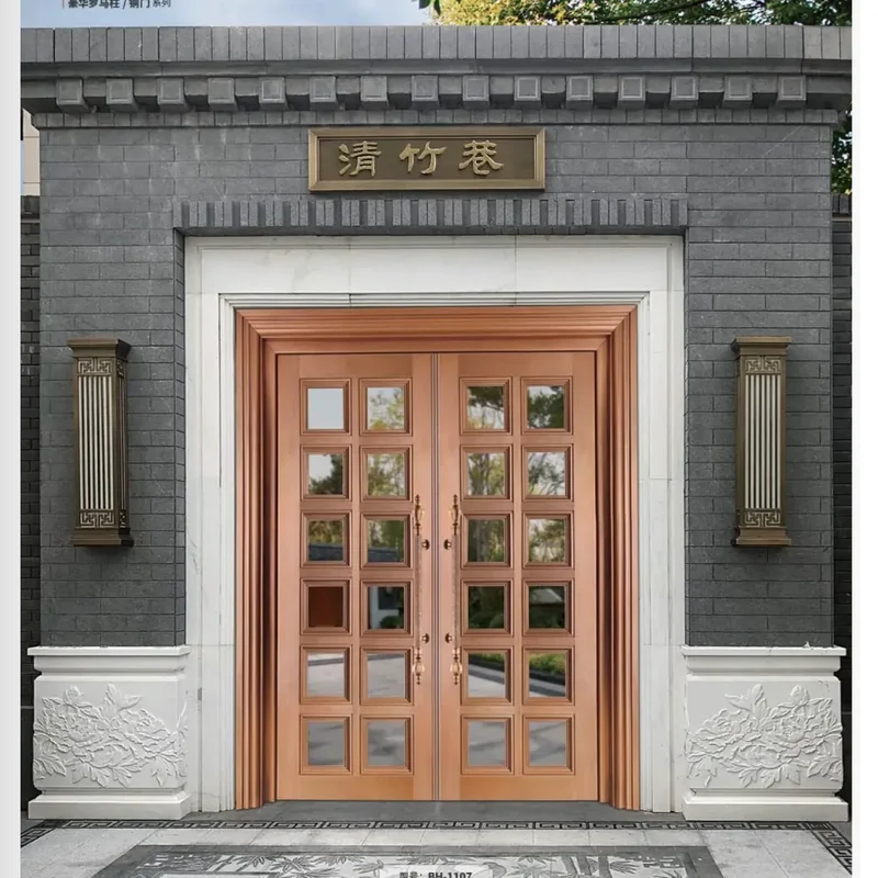 Porte d'entrée principale en aluminium, porte d'entrée extérieure de maison personnalisée en usine