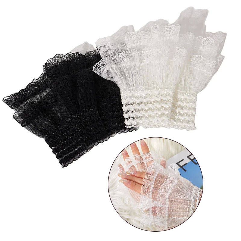 

1Pair Manicure Photo Lace Decorative Cuff Double-layer Mesh Horn Sleeve Nail Showing Posing Sleeve DIY Shooting Background Prop