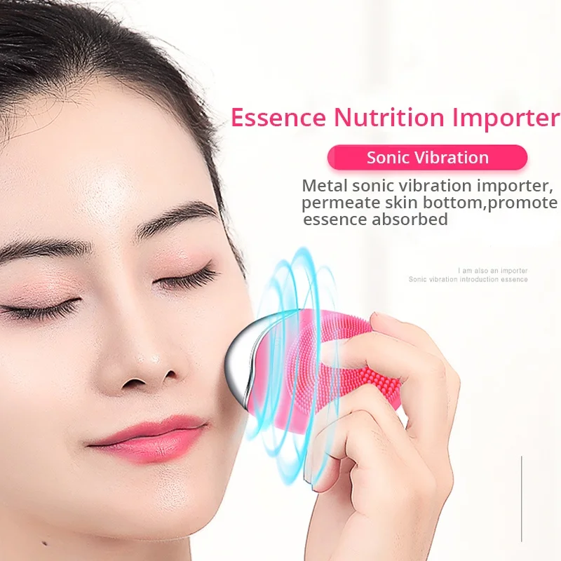 YUNChi Sonic Vibration Electric Facial Cleaning Brush Deep Clean Face Silicone Face Clean Care Device Inductive Charging