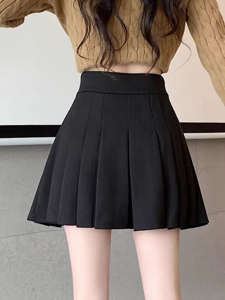 Women's 2026 Fall Winter Pleated Tweed Skirts Petite High Rise A-Line Mini Skirt Slimming Skirt Streetwear