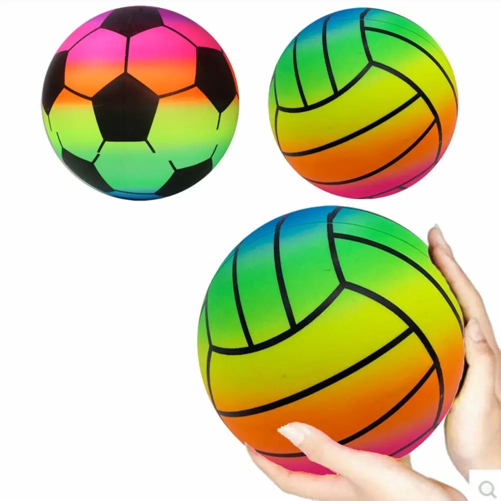 

New 22cm Giant Inflatable Rainbow Beach Ball Thickened Beach Volleyball Football Summer Water Ball Outdoor Toys