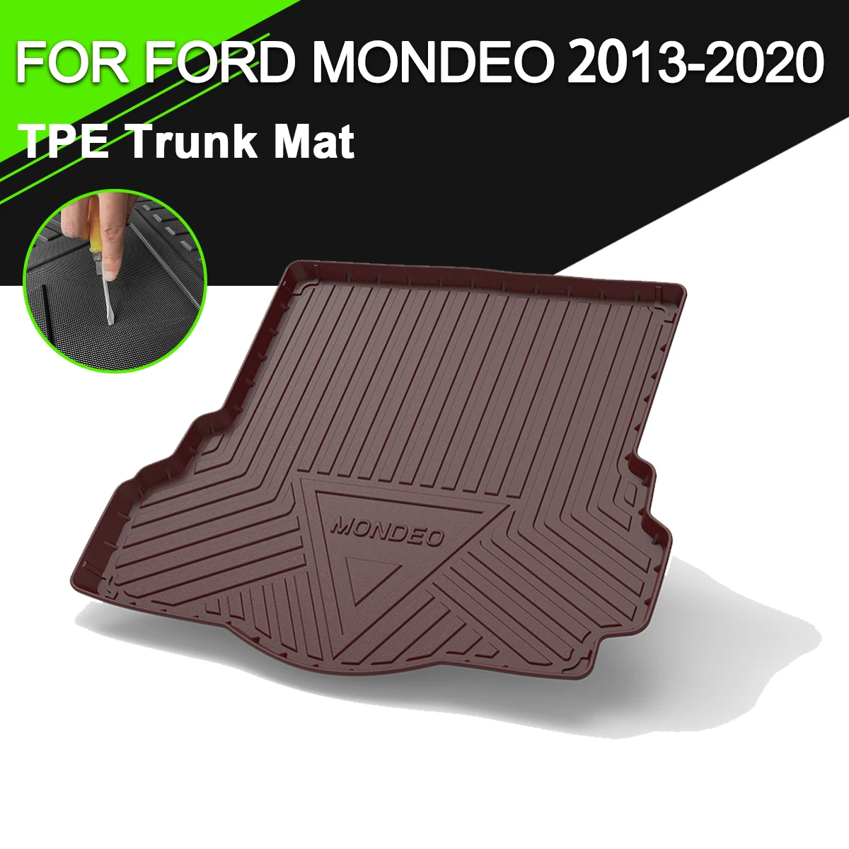 Trunk Mat  TPE FOR FORD FOCUS TERRITORY ECOSPORT EDGE ESCORT MONDEO KUGA Fiesta 2005-2022 (Coffee)