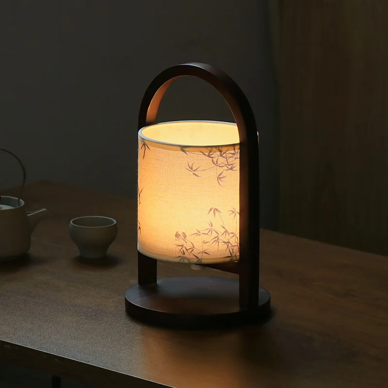 Living Room Tea Room Desktop Small Table Lamp New Chinese Zen High-end National Style Retro Decoration Solid Wood Feeling