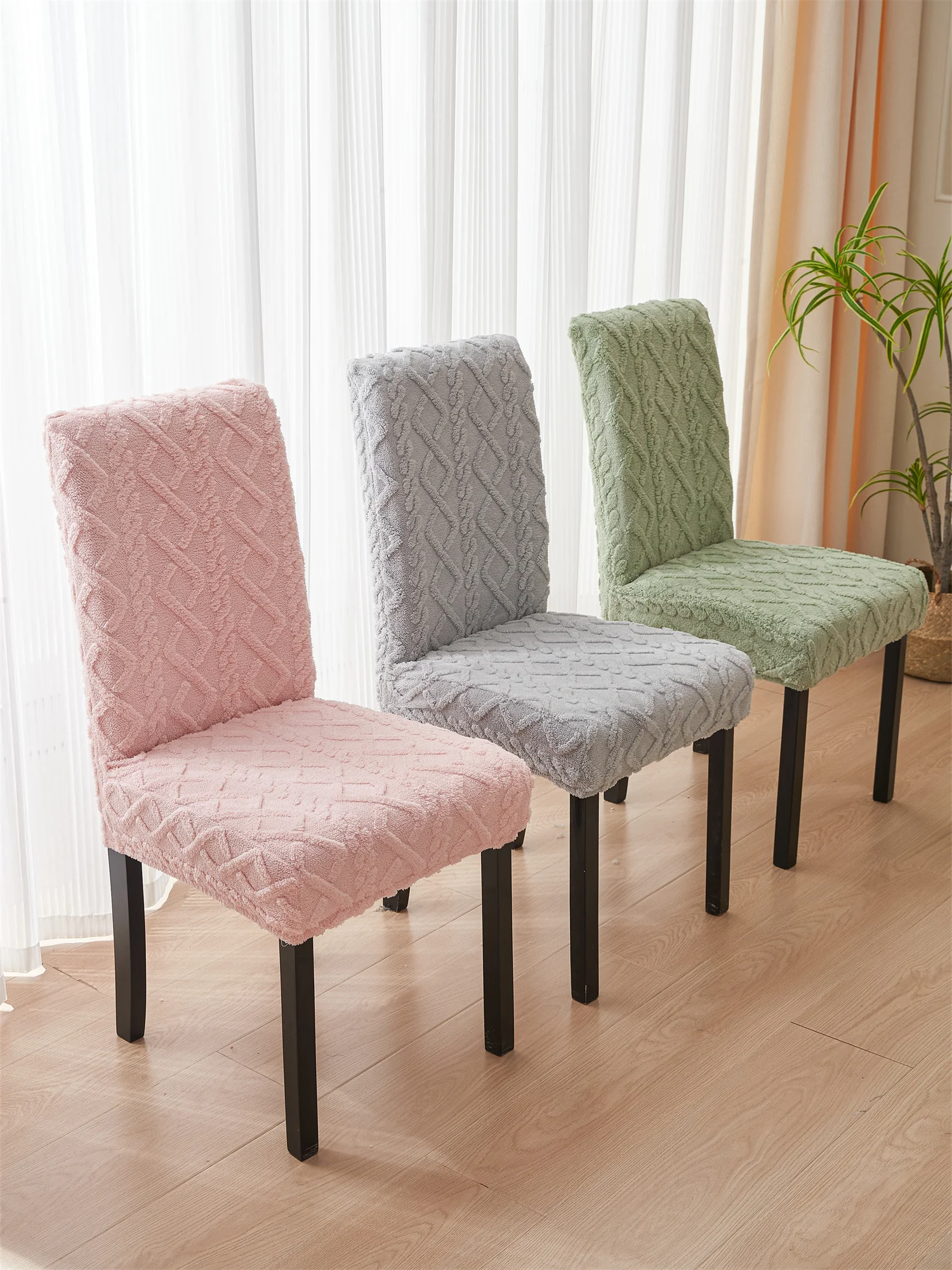 1piece Geometric Jacquard Dining Chair Slipcovers, Stretch Chair Cover For Hotel Dining Room Office Banquet House Home Decor