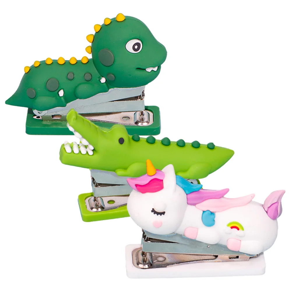 3 Pcs Stapler Stationery Desk Office for Household Handheld Silica Gel Cute Child Reusable