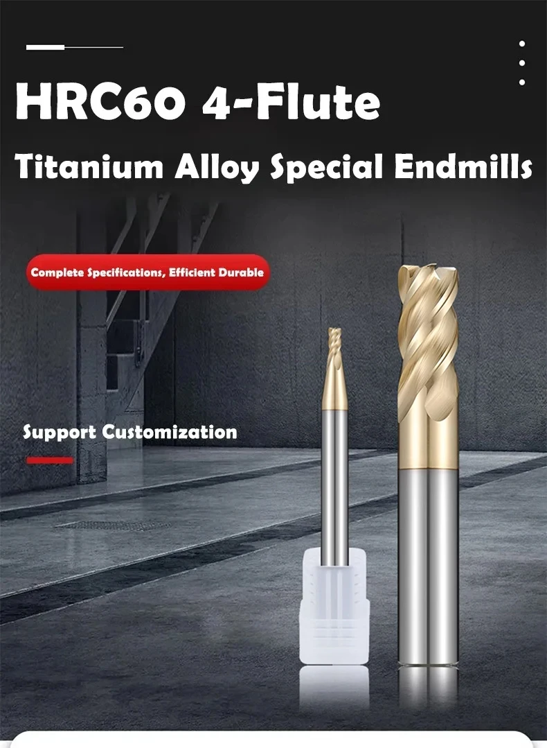 AZZKOR 4F Hartmetall-Fräser aus Wolframstahl, Titanlegierung, ungleichmäßig geteilte Schneide, Rundfräser, CNC-Bearbeitungszentrum – Detail 9