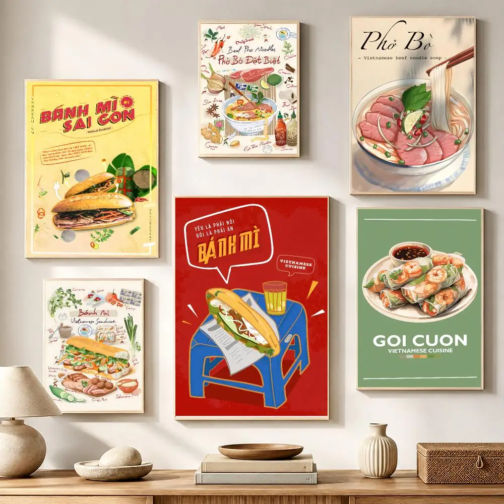 TV Art Vietnam Banh Mi Pho Food Art Poster High-definition waterproof stickers, suitable for home décor,holiday decorations
