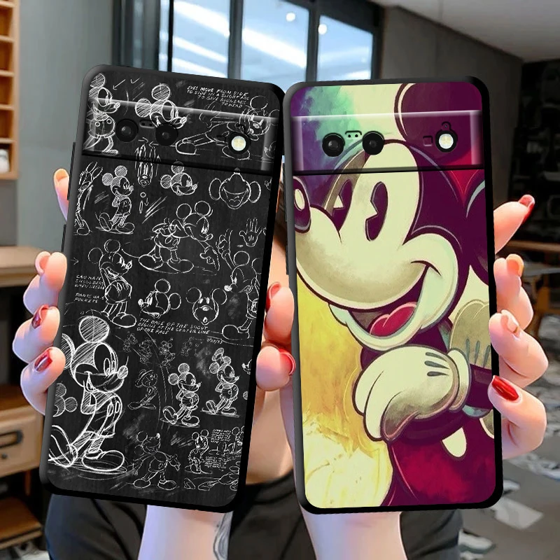 Mickey Mouse Phone Case For Google Pixel 8 7 Pro 6 Pro 6A 5A 5 4 4A XL 5G Black Soft Fundas Cover