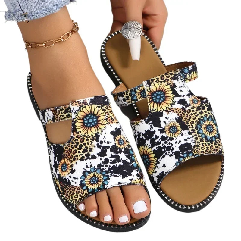 

Bohemian Flat Shoes for Women Summer New Fashion Clip Toe Gladiator Slippers Female Plus Size Soft Beach Slides Women Slippers