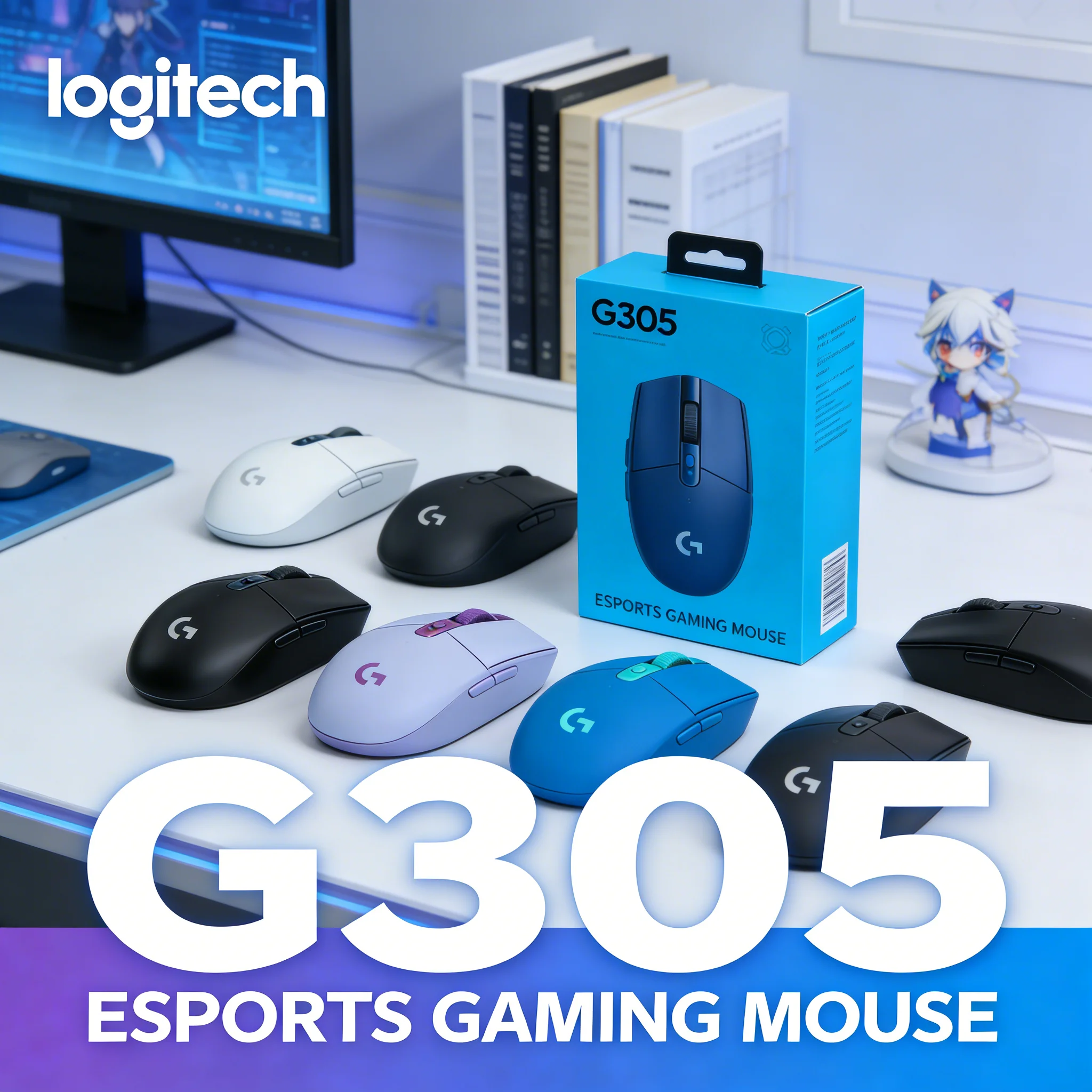 G series Logitech G305 Wireless Gaming Mouse - LIGHTSPEED Tech 12000 DPI HERO Sensor 6 Customizable Buttons 250h Battery