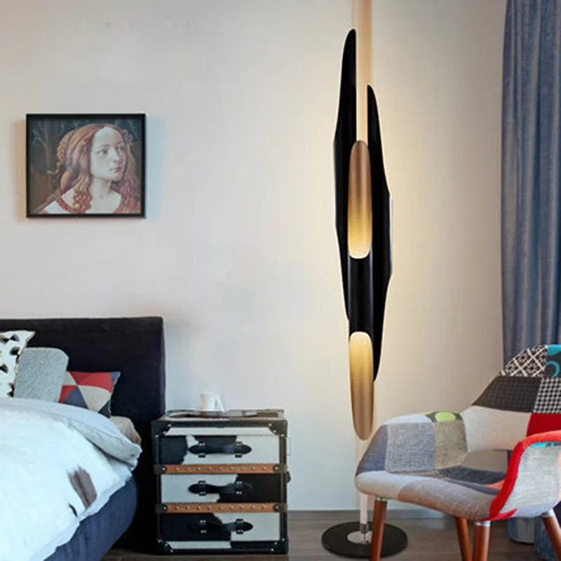 Candeeiro de pé moderno simples preto decorado para sala de estar, conveniente, prático e durável