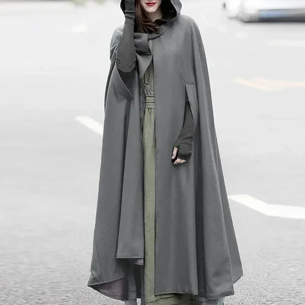 Retro Long Sleeve Gothic Cape Medieval Style Women Hooded Thin Cloak Vampire Devil Assassin Costume Halloween Wear view 6