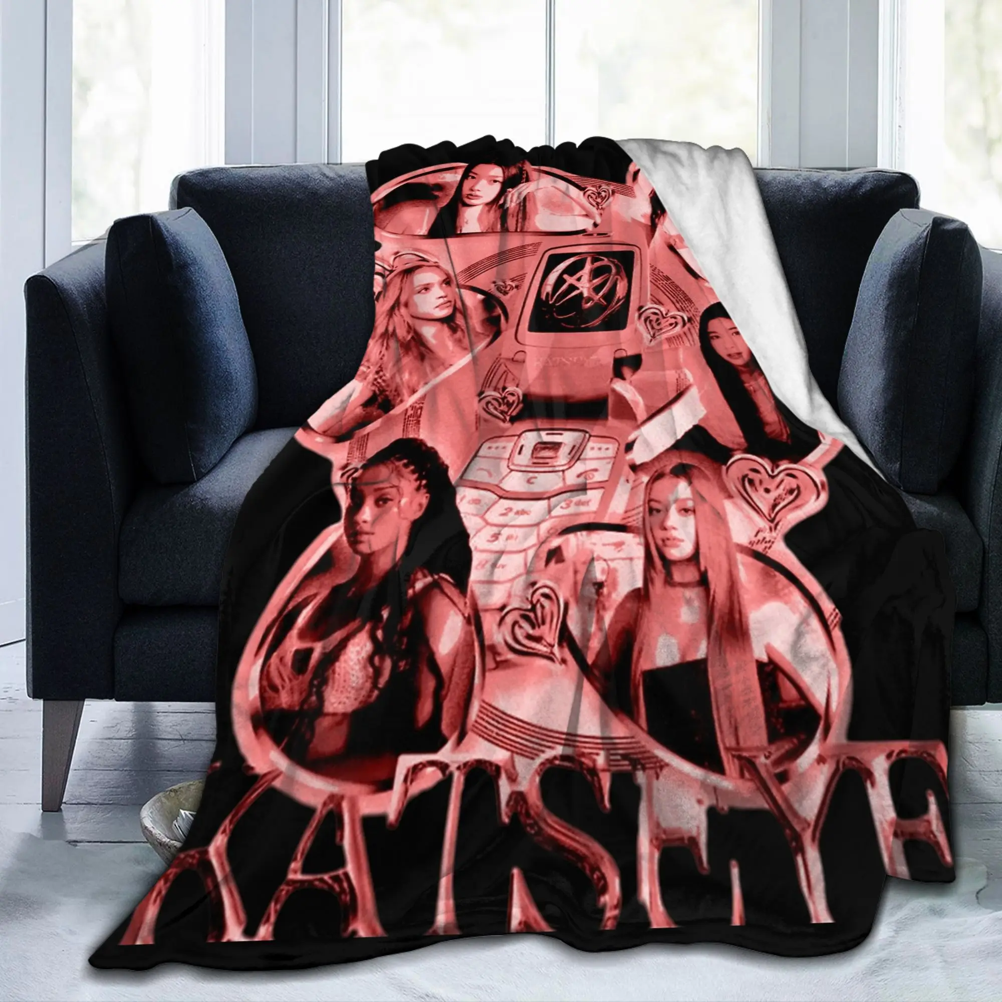 Katseye Kpop Girl Group Blankets Flannel All Season  Portable Lightweight Thin Throw Blanket for Home Outdoor Rug Piece