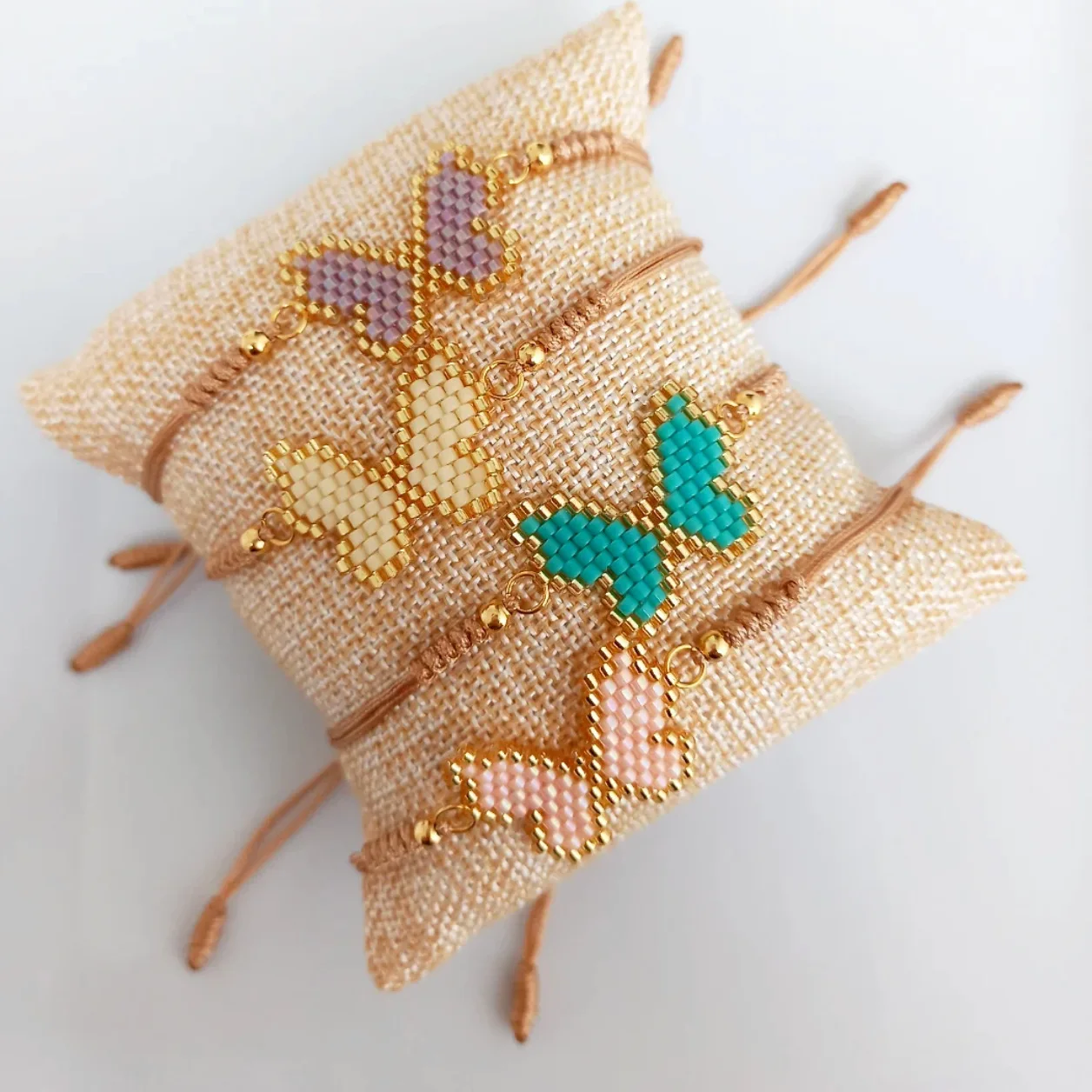 ZGMXR Rice bead earrings Hand bracelet Adjustable Butterfly Hand-woven  Pattern Bohemia Alloy Woman Fashion  Beaded earrings view 4
