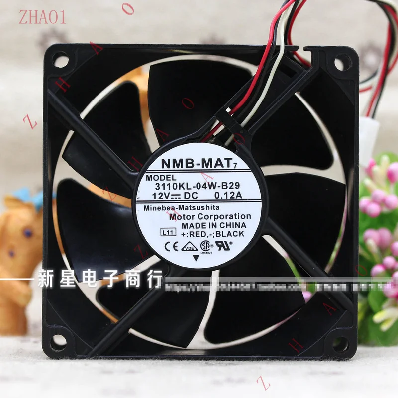 Z for  1pcs  NMB 3110KL-04W-B29 8025 8CM 12V 0.14A double ball cooling fan 3pin