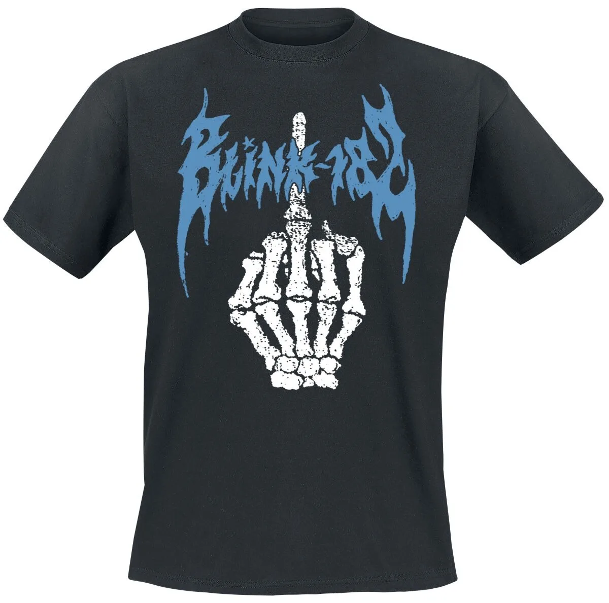 Blink 182 Skeleton Middle Finger Print T-shirt Men Women Punk Rock Band Unisex Short Sleeve Casual Tee