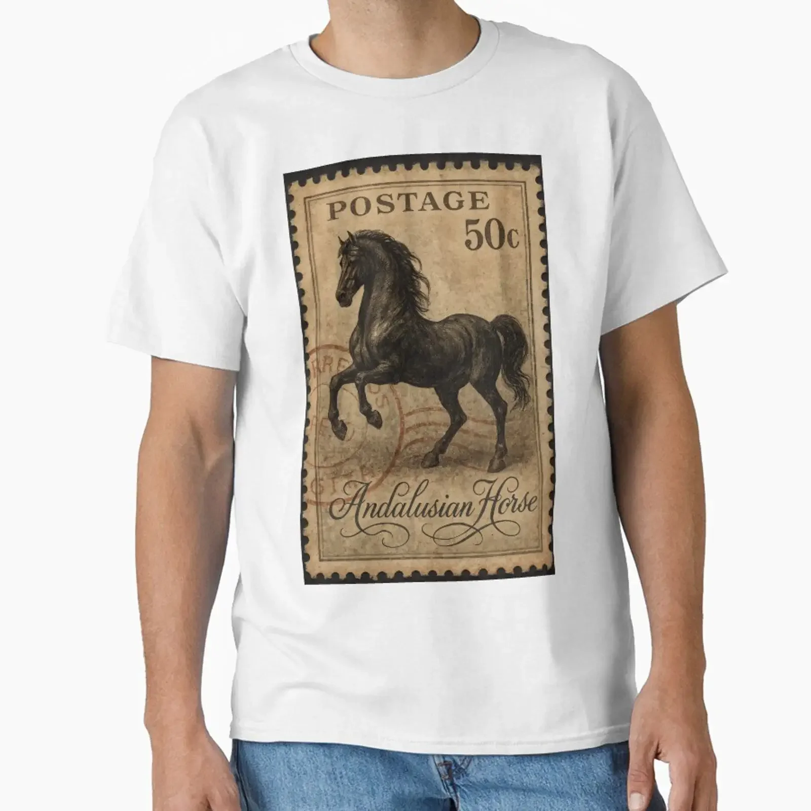 Vintage Elegance Andalusian Horse on Timeless Postage designed and sold by ForeverPrintsOK vintage Washed Unisex Stylish