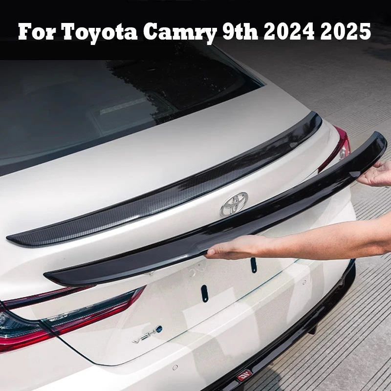 For Toyota Camry 9th 2024 + Car Styling Tail Wing Trim Rear Spoiler Cover Protector Decoration Accessories Exterior Sticker Part