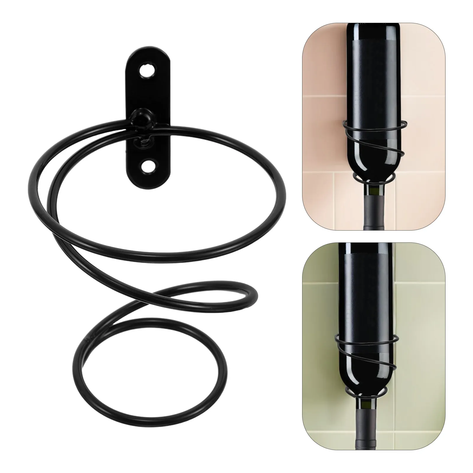 5Pcs Spiral Wall Mounted Wine Rack Metal Single Bottle Holder Organizer Storage Display Black Shelf Bottle Holder Wall