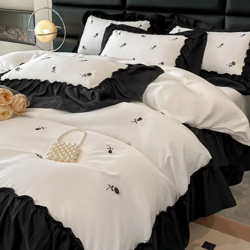 Export to Italy A-class summer 100 piece Tencel four piece set with silky smooth nude sleeping sheets and duvet covers, ice silk