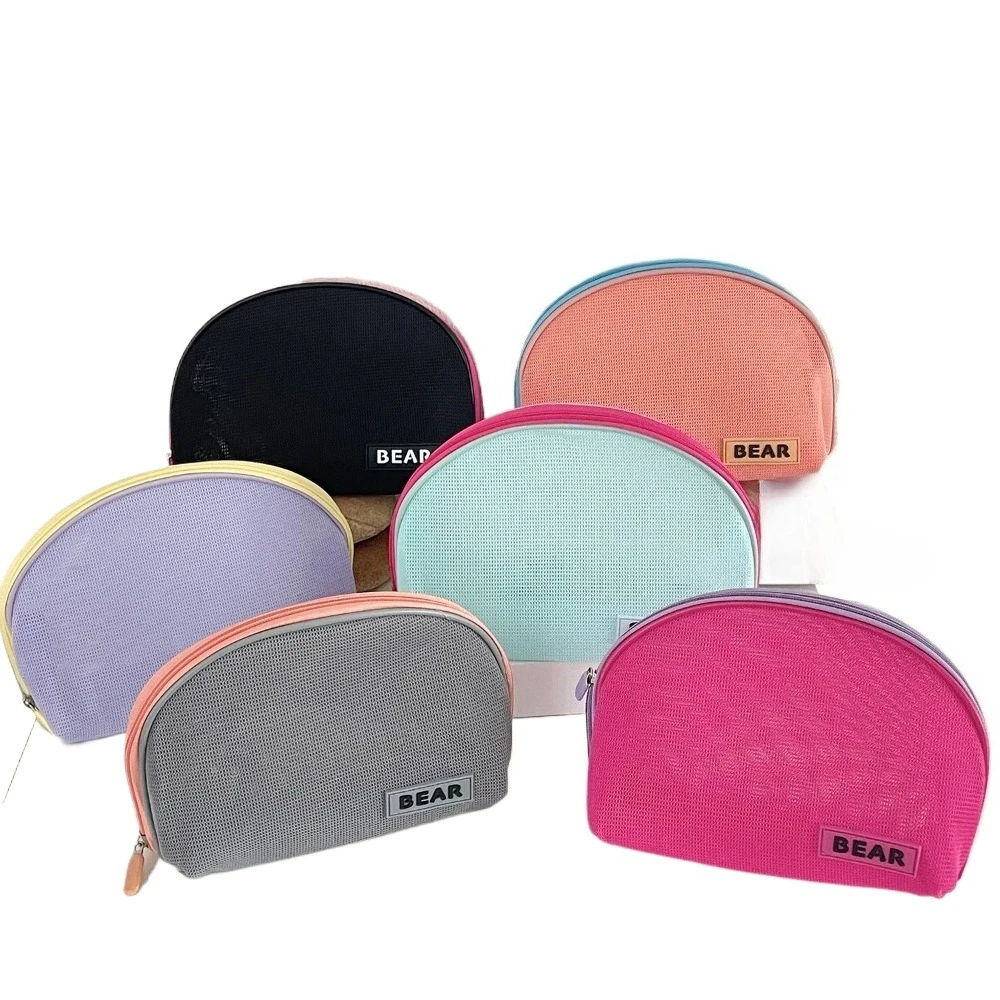 

Цветная сетка, полукруглая косметичка, женская косметичка, студенческий пенал, кошелек для монет, сумка для туалетных принадлежностей, дорожный органайзер