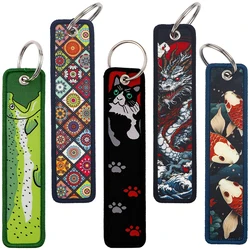 Cartoon Koi Key Ring Lanyard Tags Key Strap Tow Sides Thermoprint Racing Motorcycle Classic Keychain Fashion Accessories 1pc