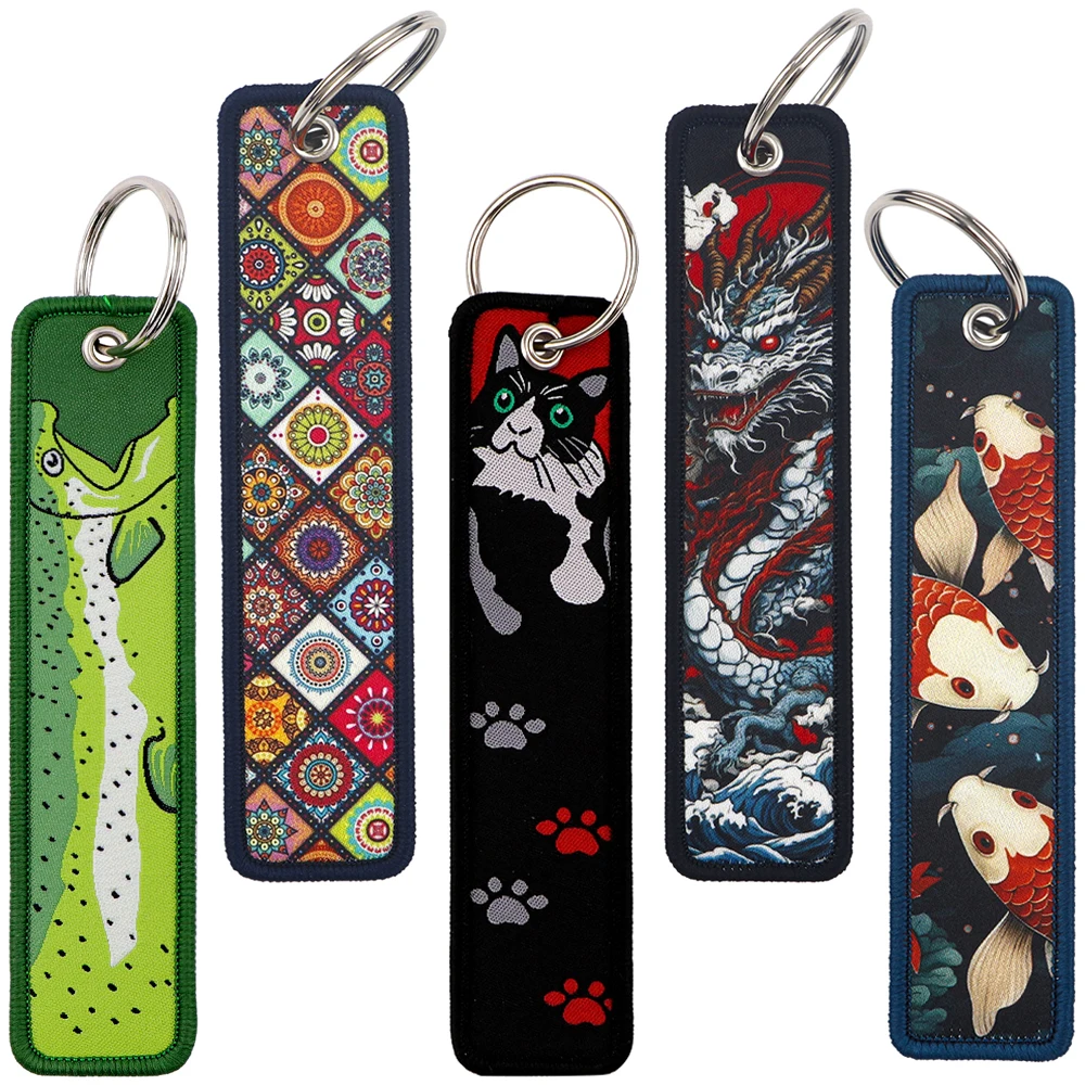 Cartoon Koi Key Ring Lanyard Tags Key Strap Tow Sides Thermoprint Racing Motorcycle Classic Keychain Fashion Accessories 1pc